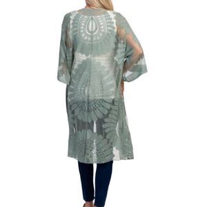 Rebellion Again Sheer Lace Kimono Duster Boho Festival Mint Green Women's Large